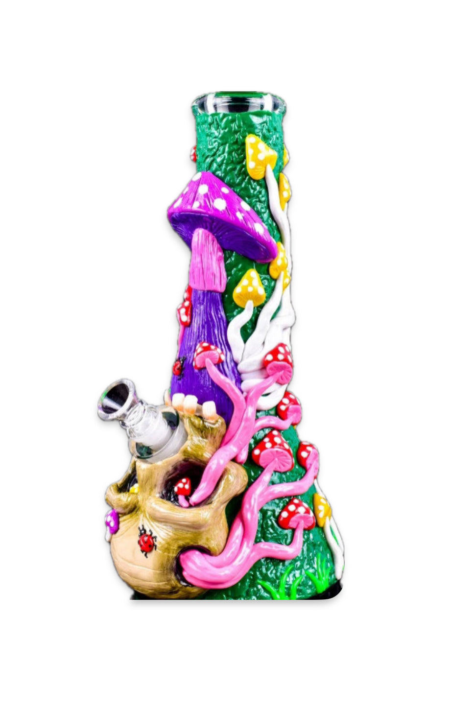 MUSHROOM MEADOW - 13" 3D ALICE MUSHROOM GLOW IN THE DARK BEAKER BONG
