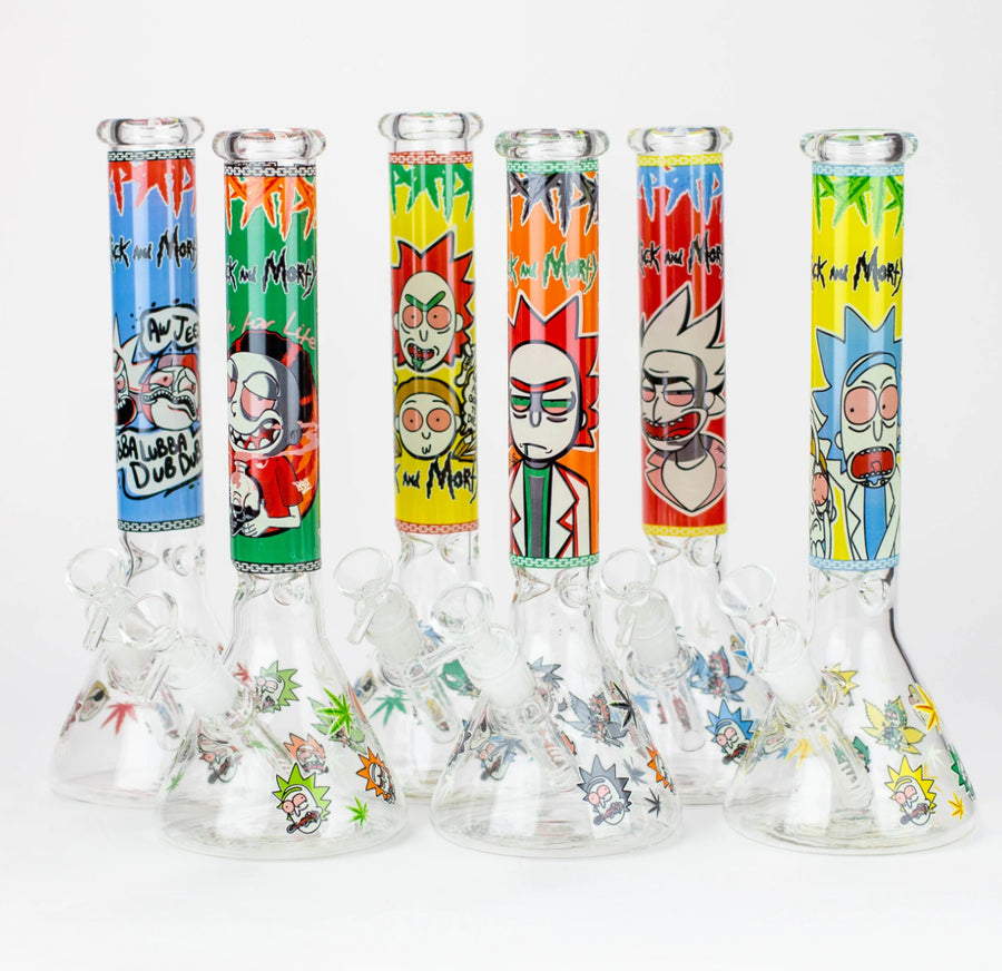 14" Rick And Morty Glass Bong 7mm [ Set of 6 ]