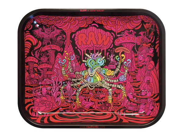 RAW X GHOST SHRIMP 3 DESIGN LARGE METAL ROLLING TRAY
