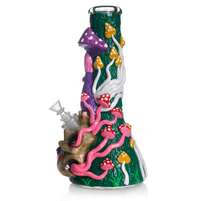 MUSHROOM MEADOW - 13" 3D ALICE MUSHROOM GLOW IN THE DARK BEAKER BONG