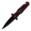 HANDLE FEATURING RED-BLACK WOLVES PACK ILLUSTRATION FOLDABLE POCKET KNIFE BY PERUCCI