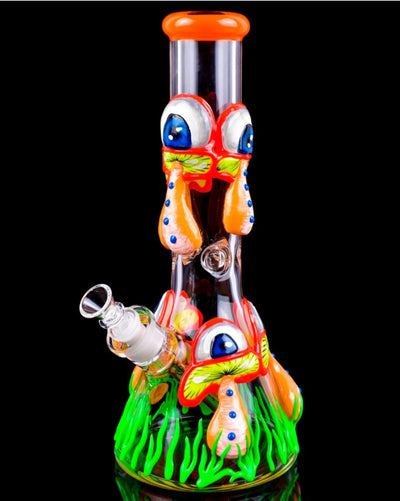 THE FUNGAL MAJESTIC - 13" GLOW IN THE DARK MUSHROOM BEAKER BONG