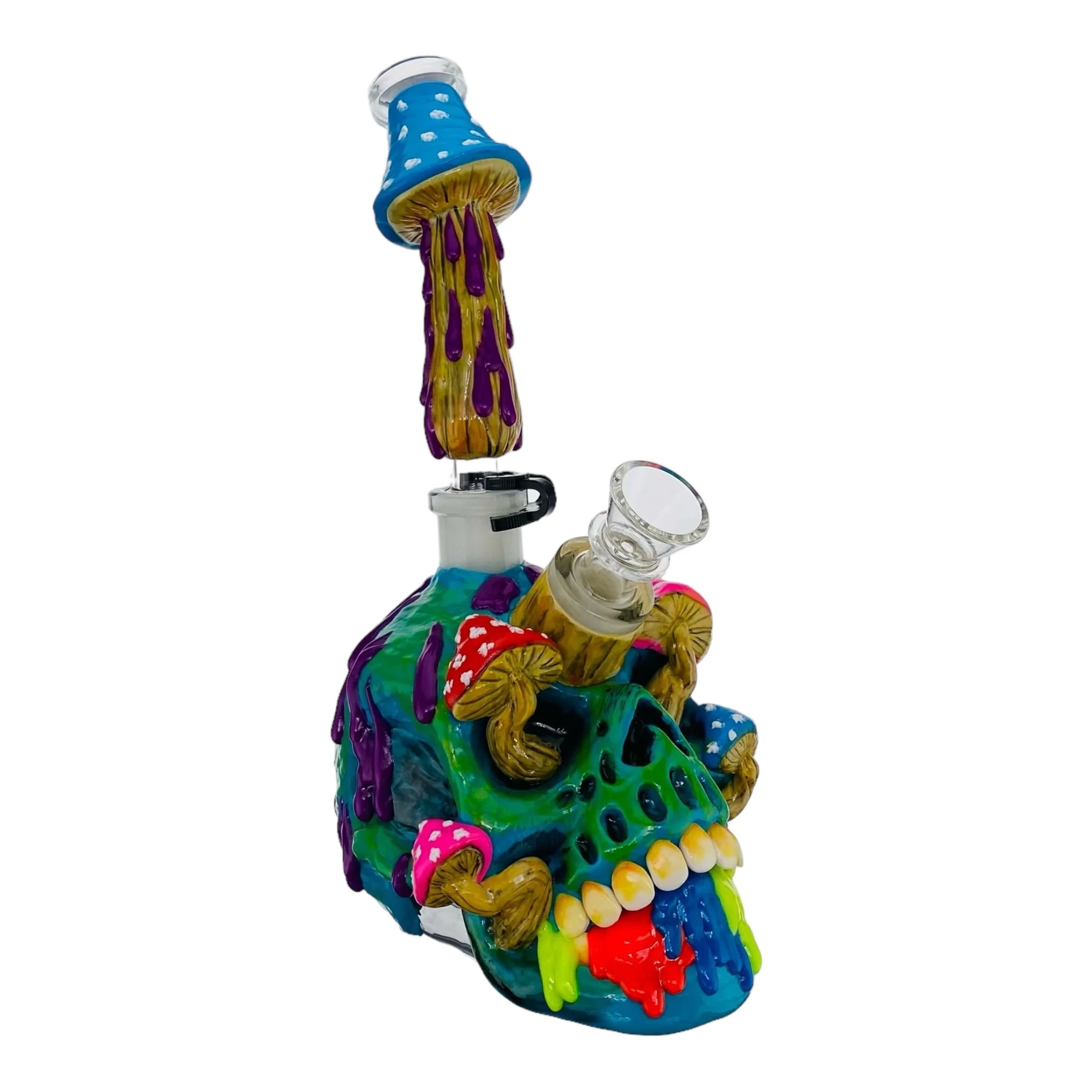 Skull Bong With Mushrooms And Removeable Mouthpiece
