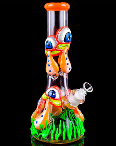 THE FUNGAL MAJESTIC - 13" GLOW IN THE DARK MUSHROOM BEAKER BONG