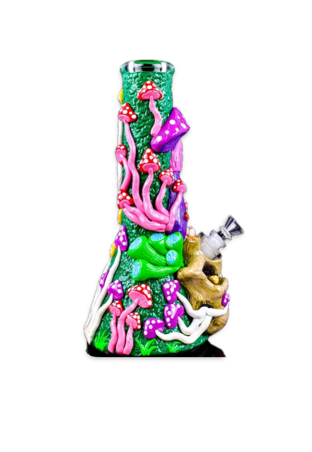 MUSHROOM MEADOW - 13" 3D ALICE MUSHROOM GLOW IN THE DARK BEAKER BONG
