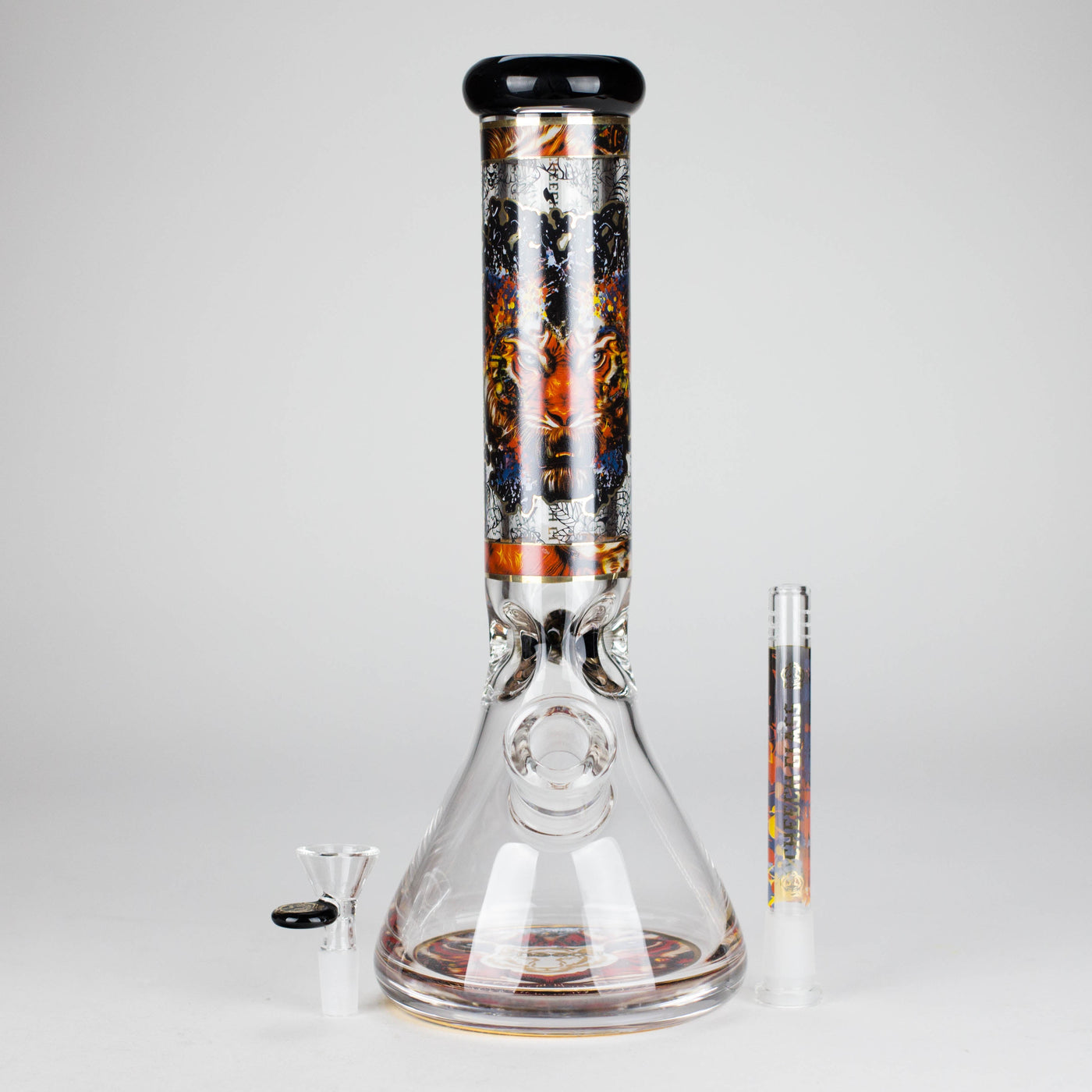 Cheech | 13″ Tiger Decal Beaker Bong