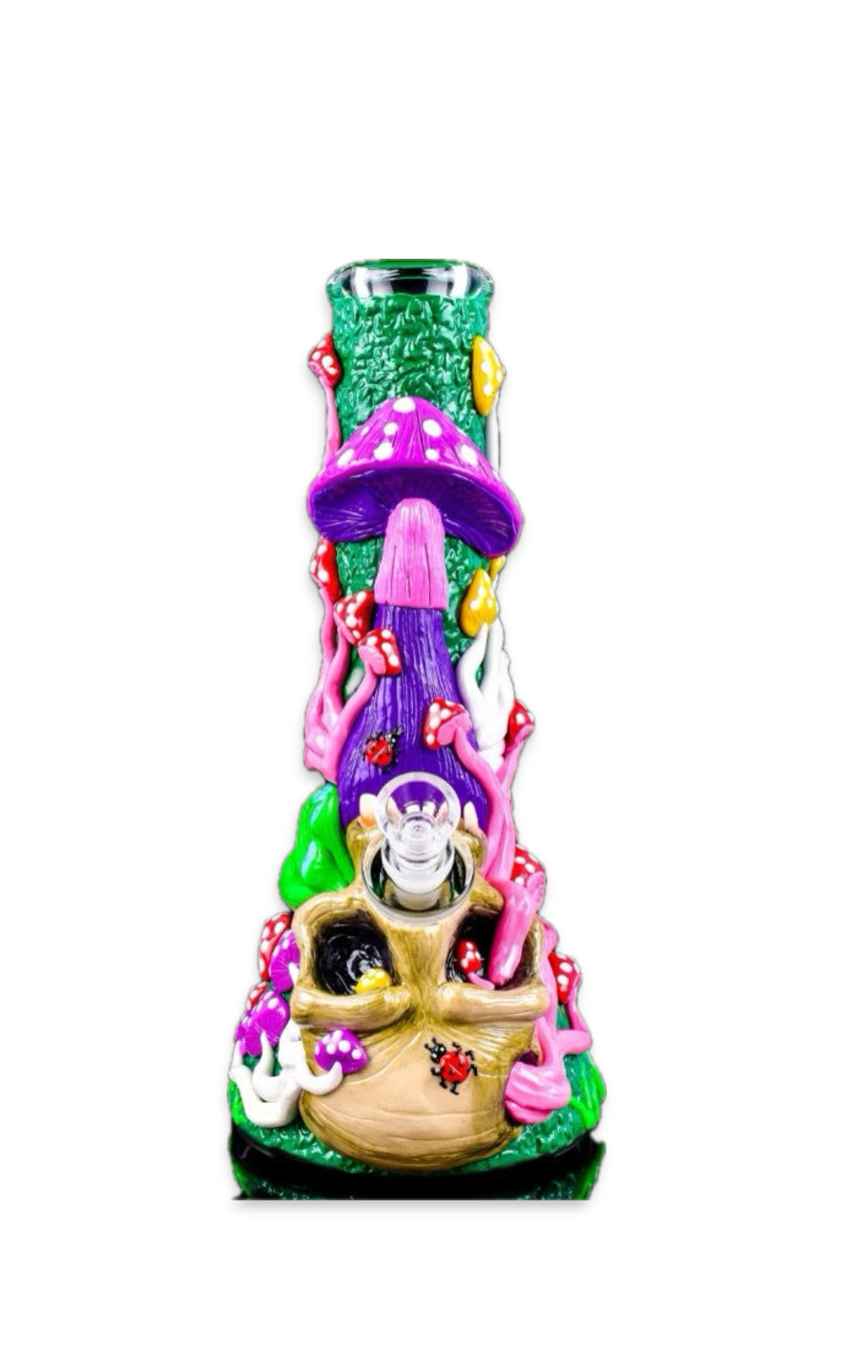 MUSHROOM MEADOW - 13" 3D ALICE MUSHROOM GLOW IN THE DARK BEAKER BONG
