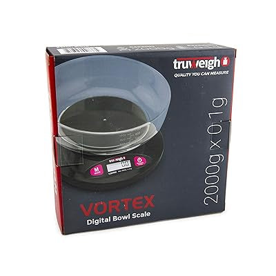 Truweigh VORTEX Digital Bowl Scale - (2000g x 0.1g - Black) - With Removable Bowl