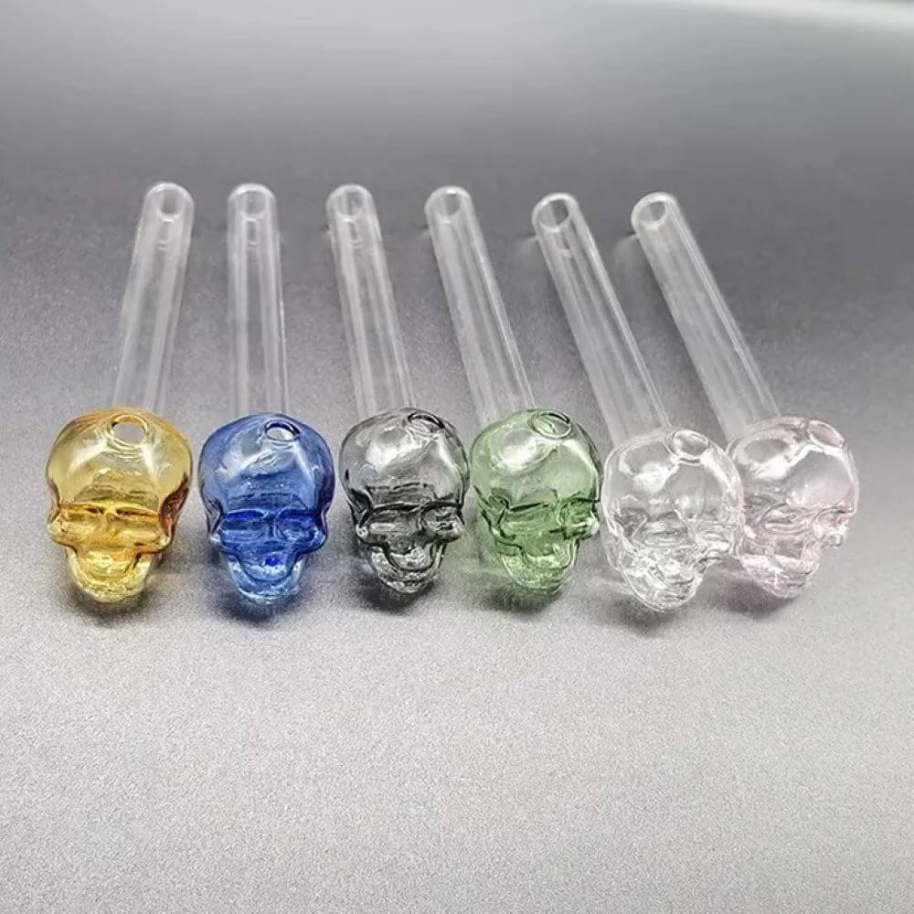 Thick Glass Skull Oil Burner Hand Pipe (1pc)