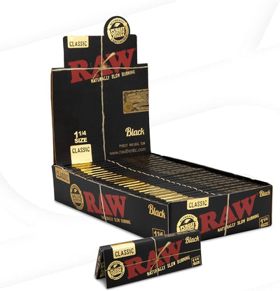 Raw Black Classic Rolling Papers 1 1/4 (24 Pack)