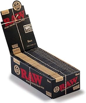 Raw Black Single Wide Double Rolling Paper (25Pack)- 100 Sheets/Pack -