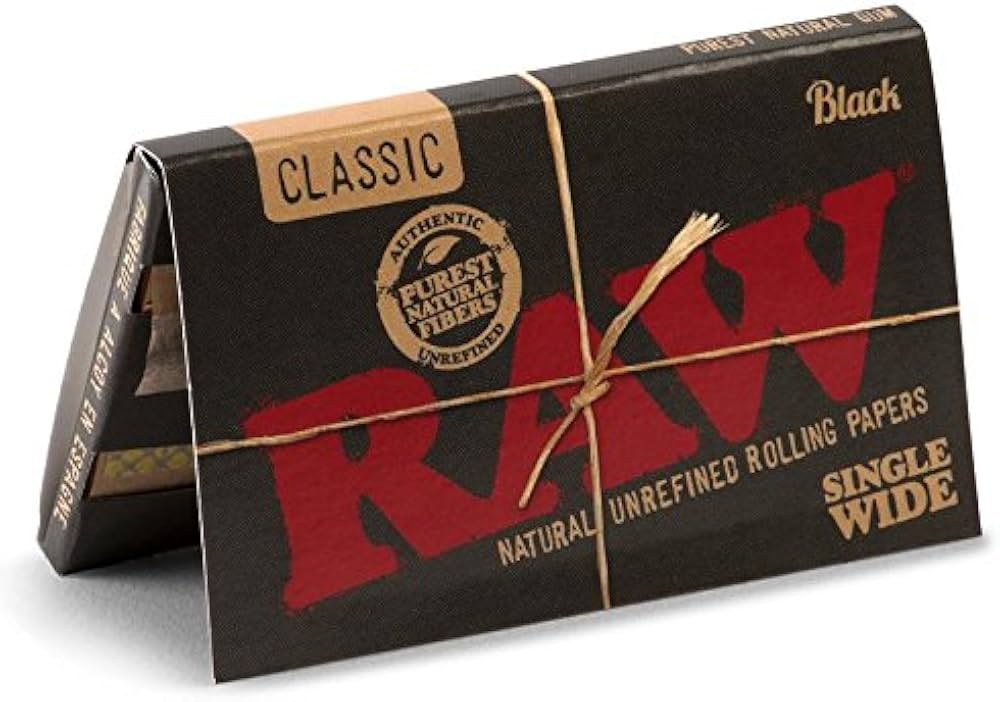 Raw Black Single Wide Double Rolling Paper (25Pack)- 100 Sheets/Pack -
