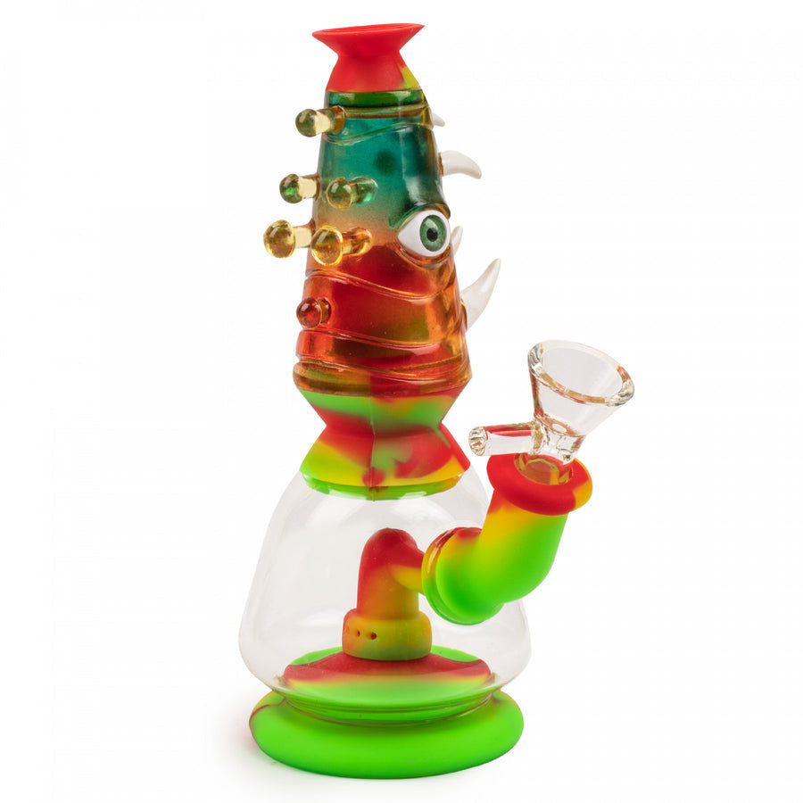 LIT SILICONE 7" MONSTER BUBBLER W/RESIN SHELL