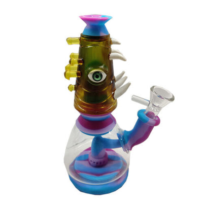 LIT SILICONE 7" MONSTER BUBBLER W/RESIN SHELL
