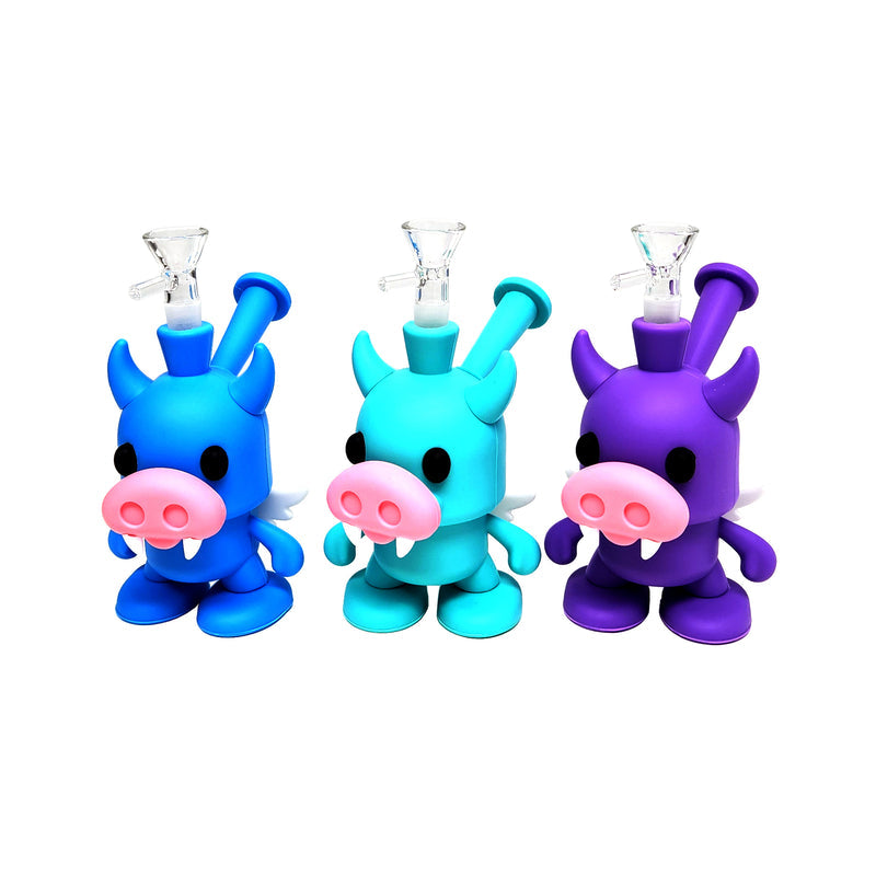 6" EVIL COW STYLE SILICONE WATER PIPE