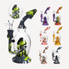 Multi Colour Pattern Mushroom Silicone and Glass Bong 8″