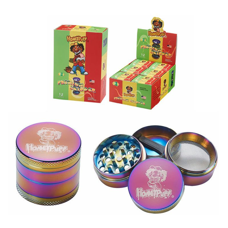 Honey Puff | 4 Parts 40mm Zinc Grinder-Rainbow Color Box of 6
