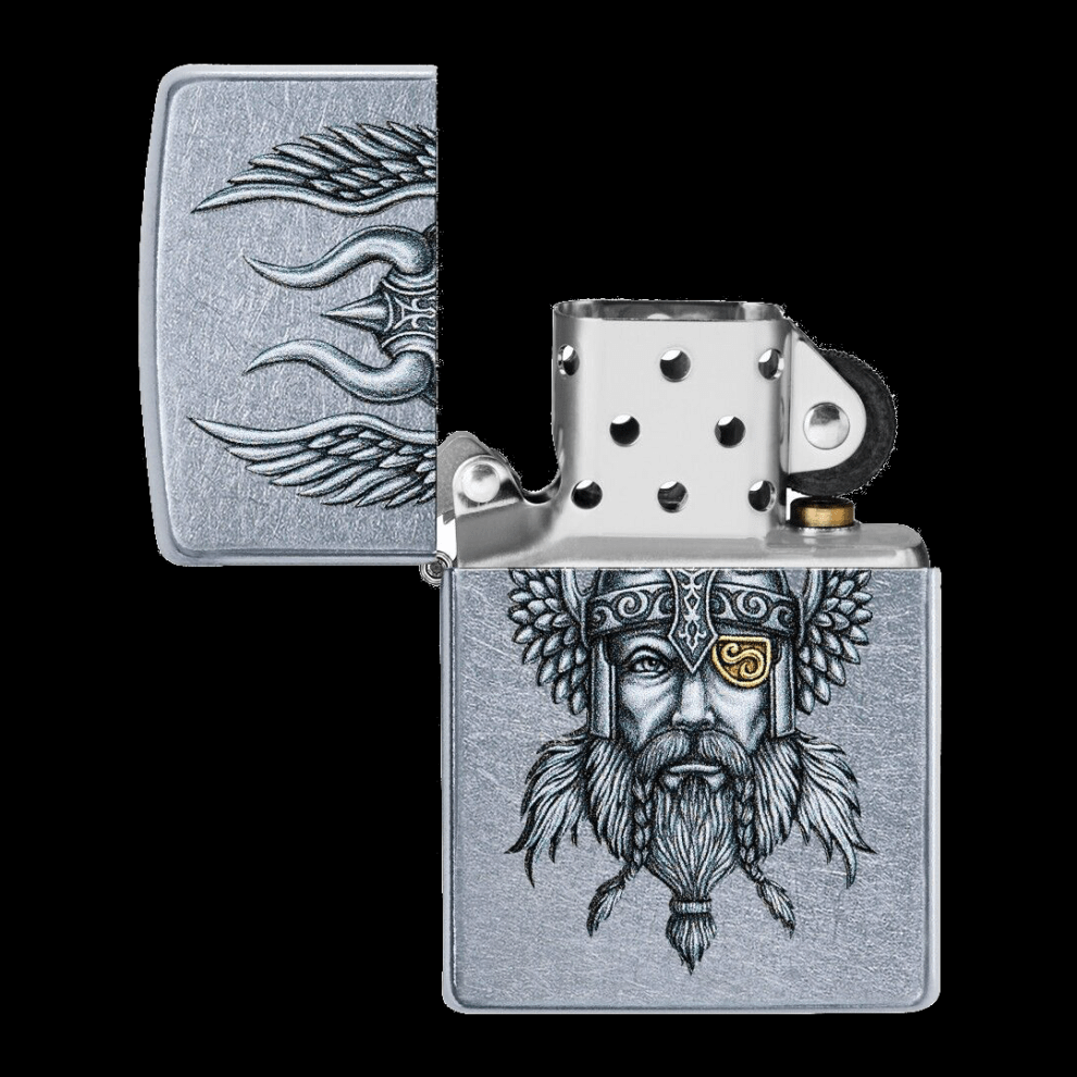 Zippo Viking Warrior Design Street Chrome
