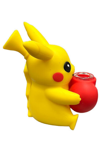 Silicone Pikachu From Pokemon Smoking Water Pipe/Bong With Glass Bowl