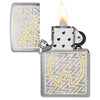 ZIPPO PRICE FIGHTER LIGHTER BRUSHED CHROME FLAME DESIGN